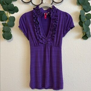 Vintage Y2K Purple Ruffled V-Neck Babydoll Top 💕